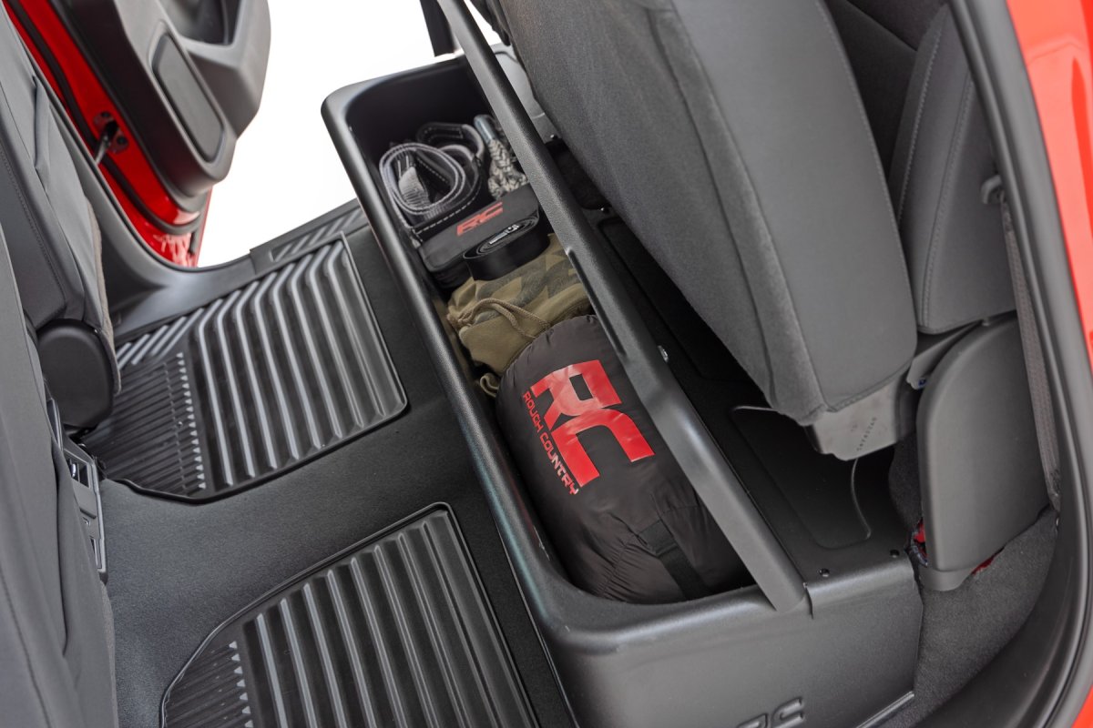 GMC Sierra 2500 HD Under Seat Storage with Locking Lid - Rough Country - Double Cab - '20-'26